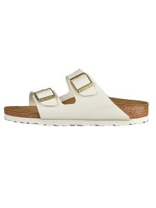 Birkenstock Klapki "Arizona" w kolorze białym rozmiar: 41. Białe klapki Birkenstock, bez wzorów, z otwartym noskiem, bez obcasa. Za 374,23 zł.