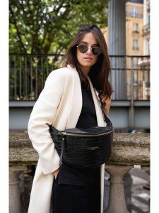 Maison héritage PARIS Skórzana saszetka "Rachel Croco" w kolorze czarnym - 34 x 17 cm rozmiar: onesize. Czarne nerki i saszetki Maison héritage PARIS, bez wzorów, z materiału. Za 300,95 zł.