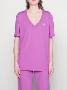 CALVIN KLEIN UNDERWEAR Koszulka w kolorze fioletowym rozmiar: L. Różowe bluzki Calvin Klein Underwear, l, bez wzorów, bez kołnierzyka, bez ramiączek. Za 79,03 zł.
