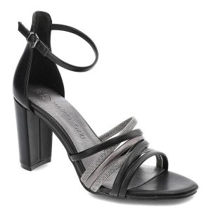 Czarne Sandały Marco Tozzi Eleganckie Buty Na Obcasie. Czarne sandały Marco Tozzi, bez wzorów, ze skóry ekologicznej, bez obcasa, na obcasie, bez zapięcia. Za 229,00 zł.