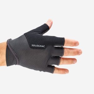 Rękawiczki Mitenki Ball Trap. Czarne rękawiczki SOLOGNAC, bez wzorów, z elastanu. Za 49,99 zł.