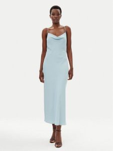Calvin Klein Sukienka letnia LV044B053G Błękitny Slim Fit. Niebieskie kombinezony Calvin Klein, na lato, bez wzorów, z syntetyku, bez kołnierzyka, bez ramiączek. Za 329,99 zł.