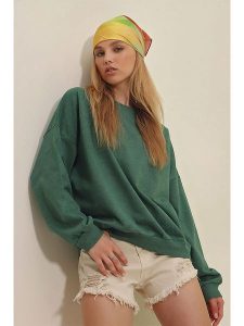 Trend Alacati Bluza w kolorze zielonym rozmiar: XL. Zielone bluzy Trend Alacati, xl, bez wzorów, bez kaptura. Za 65,69 zł.