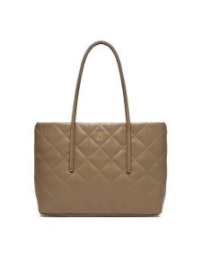 Calvin Klein Torebka Quilted Small Tote LV04F3325G Beżowy. Brązowe torebki klasyczne Calvin Klein, bez wzorów, ze skóry, bez dodatków. Za 649,99 zł.