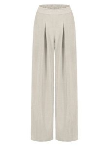 Sublevel Spodnie w kolorze kremowym rozmiar: M. Brązowe spodnie z wysokim stanem Sublevel, bez wzorów, z materiału, z podwyższonym stanem. Za 82,99 zł.