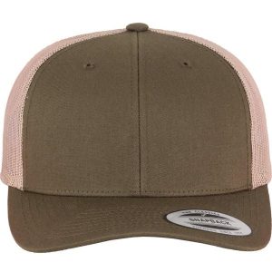 Dwukolorowa Czapka Trucker Retro. Zielone czapki FLEXFIT, bez wzorów, retro. Za 64,99 zł.