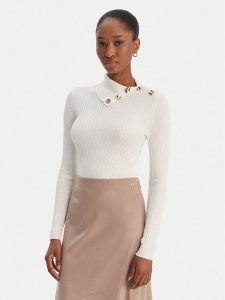 Guess Sweter W6RR07 Z2YK2 Écru Regular Fit. Swetry klasyczne Guess, xs, z wiskozy, bez kołnierzyka. Za 399,99 zł.