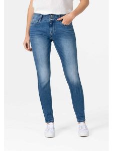 Timezone Dżinsy "Enya" - Slim fit - w kolorze niebieskim rozmiar: W28/L30. Niebieskie jeansy Timezone, z aplikacjami. Za 149,31 zł.