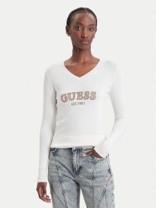 Guess Sweter W6BR55 Z1456 Kremowy Regular Fit. Białe swetry klasyczne Guess, xs, z wiskozy, bez kołnierzyka. Za 344,99 zł.
