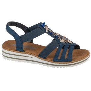 Sandały Rieker Sandals V0649-14 niebieskie. Niebieskie sandały bez wzorów, z gumy, z otwartym noskiem, bez obcasa, bez zapięcia. Za 365,38 zł.