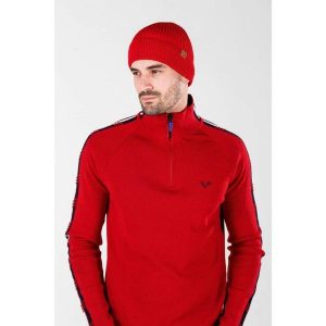 Czapka zimowa 100% wełna merino - Icewall (250 g/m²). Czerwone czapki WOOLONA, bez wzorów, z wełny, sportowe. W wyprzedaży za 126,00 zł.