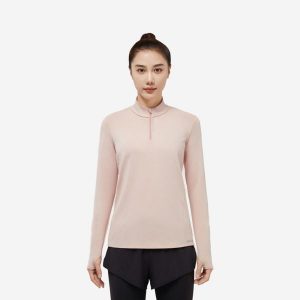 Bluza do biegania damska Kiprun Run 100 Warm. Czerwone bluzy KALENJI, xs, bez wzorów, z dzianiny, bez kaptura. Za 59,99 zł.