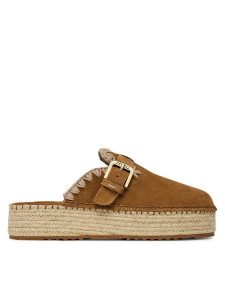 Mou Espadryle Jute clog plain MU.SW641000A Brązowy. Brązowe espadryle Mou, bez wzorów, ze skóry, bez obcasa. Za 559,99 zł.