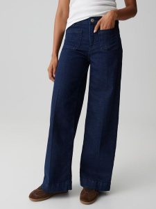 OPUS Dżinsy - Wide Leg fit - w kolorze granatowym rozmiar: 34/L32. Niebieskie jeansy Opus, bez wzorów. Za 209,95 zł.