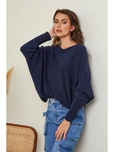 Joséfine Sweter "Hajos" w kolorze granatowym rozmiar: M. Niebieskie swetry oversize Joséfine, m, bez wzorów, z kaszmiru, bez ramiączek. Za 188,95 zł.