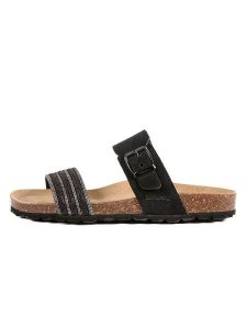 Billowy Skórzane klapki w kolorze czarnym rozmiar: 38. Czarne klapki Billowy, bez wzorów, z materiału, z otwartym noskiem, bez obcasa. Za 173,99 zł.