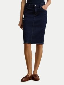 LAUREN RALPH LAUREN Spódnica jeansowa 200813134001 Granatowy Straight Fit. Niebieskie spódnice Lauren Ralph Lauren, bez wzorów, z bawełny. Za 499,99 zł.
