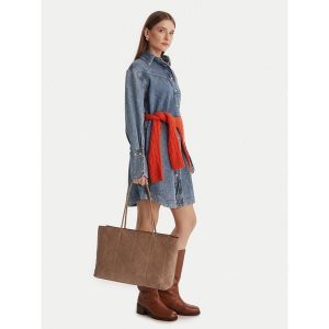 Torebka Calvin Klein. Brązowe shopper bag Calvin Klein, bez wzorów, bez dodatków. Za 768,99 zł.
