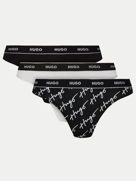 HUGO Komplet stringów 50495870 Czarny. Czarne komplety bielizny Hugo, bez wzorów, z bawełny. Za 129,99 zł.