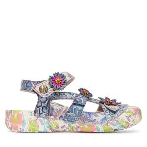 Sandały Laura Vita. Niebieskie sandały LAURA VITA, bez wzorów, bez obcasa, na płaskiej podeszwie, bez zapięcia. Za 409,99 zł.