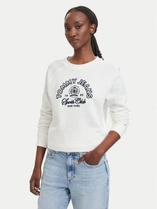 Tommy Jeans Bluza Heritage Logo DW0DW22821 Biały Regular Fit. Białe bluzy Tommy Jeans, l, bez wzorów, z bawełny, bez kaptura. Za 396,99 zł.