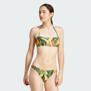 Zestaw adidas x FARM Neckholder Bikini. Zielone bikini ADIDAS, bez wzorów, z materiału. W wyprzedaży za 149,40 zł.