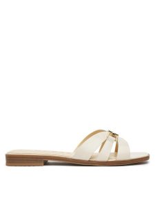 Guess Klapki FLJRLL LEA19 Beżowy. Brązowe klapki Guess, z aplikacjami, ze skóry, bez obcasa. Za 499,99 zł.