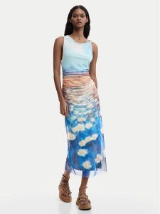 Desigual Sukienka letnia Celeste 26SWVK28 Niebieski Slim Fit. Niebieskie sukienki Desigual, na lato, m, bez wzorów, z syntetyku, bez kołnierzyka, bez ramiączek. Za 539,99 zł.