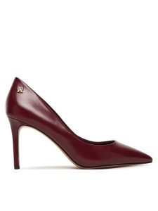 Tommy Hilfiger Szpilki Essential Pointed Pump FW0FW09362 Bordowy. Czerwone szpilki TOMMY HILFIGER, bez wzorów, ze skóry, bez obcasa. Za 569,99 zł.