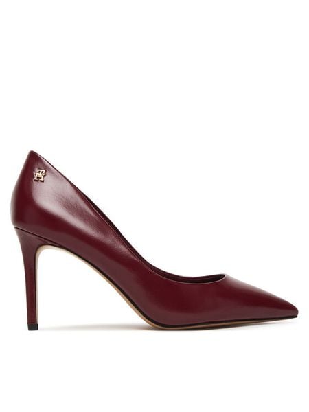 Tommy Hilfiger Szpilki Essential Pointed Pump FW0FW09362 Bordowy. Czerwone szpilki TOMMY HILFIGER, bez wzorów, ze skóry, bez obcasa. Za 569,99 zł.