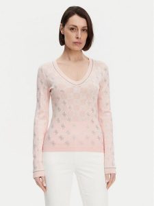 Guess Sweter W5GR07 Z3D60 Różowy Regular Fit. Czerwone swetry klasyczne Guess, m, z wiskozy, bez kołnierzyka. Za 259,99 zł.