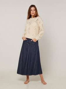 Rodier Sweter w kolorze kremowym rozmiar: XL. Brązowe swetry oversize Rodier, xl, bez wzorów, z bawełny, bez ramiączek. Za 326,99 zł.
