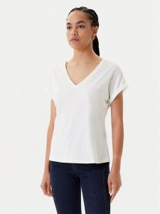 Morgan Bluzka 251-DORINA Biały Regular Fit. Białe bluzki Morgan, m, bez wzorów, z bawełny, bez kołnierzyka, bez ramiączek. Za 149,99 zł.