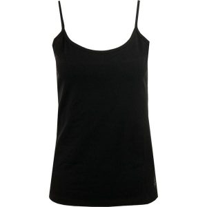Top ATHL DPT Priscilla damski — czarny, dekolt w serek. Czarne topy BP3 UNDERWEAR, bez wzorów, z bawełny, sportowe, bez kołnierzyka, bez ramiączek. Za 147,99 zł.