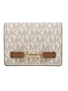Michael Kors Portfel w kolorze kremowo-jasnobrązowym - 10 x 8 x 3 cm rozmiar: onesize. Brązowe portfele Michael Kors, bez wzorów, z materiału. Za 283,45 zł.
