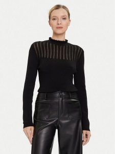 Morgan Sweter 252-MSNOWI Czarny Slim Fit. Czarne swetry klasyczne Morgan, l, z syntetyku, bez kołnierzyka. Za 214,24 zł.