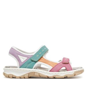 Sandały Rieker. Czerwone sandały Rieker, bez wzorów, bez obcasa, na płaskiej podeszwie, bez zapięcia. Za 319,99 zł.