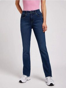 Lee Dżinsy - Slim fit - w kolorze granatowym rozmiar: W28/L33. Niebieskie jeansy Lee, z aplikacjami, ze skóry, z podwyższonym stanem. Za 136,45 zł.