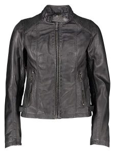 BLUE MONKEY Skórzana kurtka "Helia" w kolorze ciemnoszarym rozmiar: XL. Czarne kurtki BLUE MONKEY, xl, bez wzorów, z materiału, bez kaptura. Za 326,32 zł.