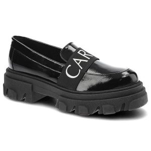 Czarne Półbuty Carinii Modne Skórzane Buty Damskie. Czarne półbuty Carinii, bez wzorów, ze skóry, bez obcasa, bez zapięcia. Za 441,99 zł.