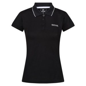 Koszulka Polo Damska Maverick V. Czarne bluzki Regatta, bez wzorów, bez kołnierzyka, bez ramiączek. Za 73,99 zł.