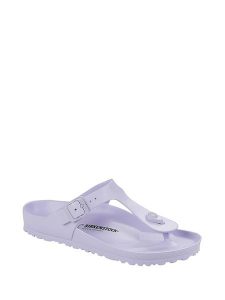 Birkenstock Japonki w kolorze liliowym rozmiar: 43. Różowe klapki Birkenstock, bez wzorów, z otwartym noskiem, bez obcasa. Za 193,45 zł.