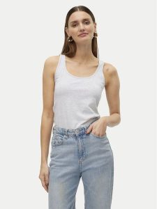 Vero Moda Top Lulu 10323756 Szary Regular Fit. Szare topy Vero Moda, xl, bez wzorów, z bawełny, bez kołnierzyka, bez ramiączek. Za 49,99 zł.