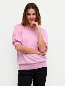 Kaffe Sweter Lone 10508368 Różowy Regular Fit. Czerwone swetry klasyczne Kaffe, xs, z wiskozy, bez kołnierzyka. Za 129,99 zł.