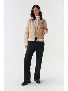 TATUUM Kurtka przejściowa "Markanika" w kolorze kremowym rozmiar: L. Brązowe kurtki Tatuum, l, bez wzorów, ze skóry, bez kaptura. Za 414,33 zł.