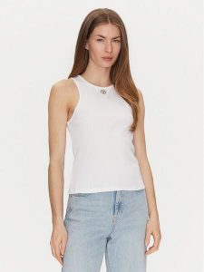 TWINSET Top 251TP2550 Biały Slim Fit. Białe topy Twinset, l, bez wzorów, z bawełny, bez kołnierzyka, bez ramiączek. Za 189,99 zł.