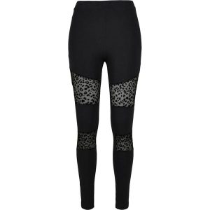 Legginsy damskie Urban Classics flock lace inset. Czarne legginsy Urban Classics, bez wzorów, z koronki. Za 175,50 zł.