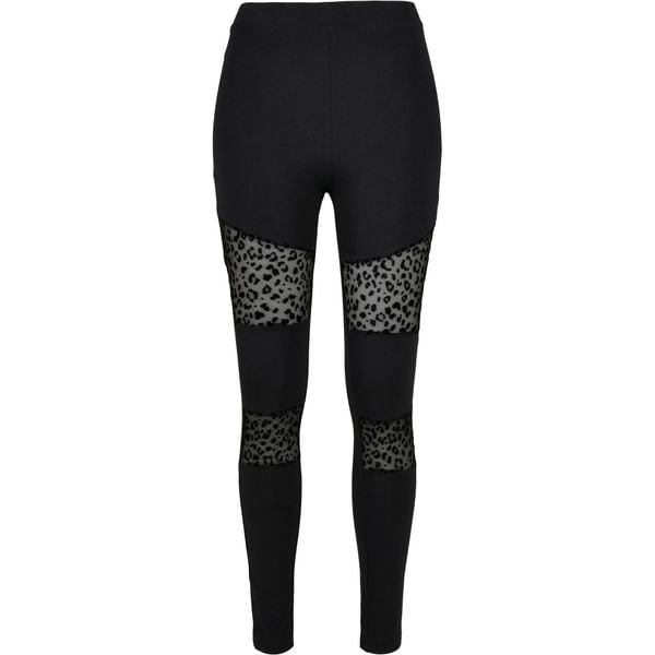Legginsy damskie Urban Classics flock lace inset. Czarne legginsy Urban Classics, bez wzorów, z koronki. Za 160,50 zł.