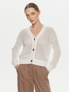 Gap Kardigan 854777 Biały Relaxed Fit. Białe kardigany GAP, z bawełny. Za 209,99 zł.