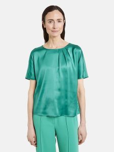 Gerry Weber Bluzka w kolorze zielonym rozmiar: 40. Zielone bluzki Gerry Weber, bez wzorów, bez kołnierzyka, bez ramiączek. Za 87,81 zł.
